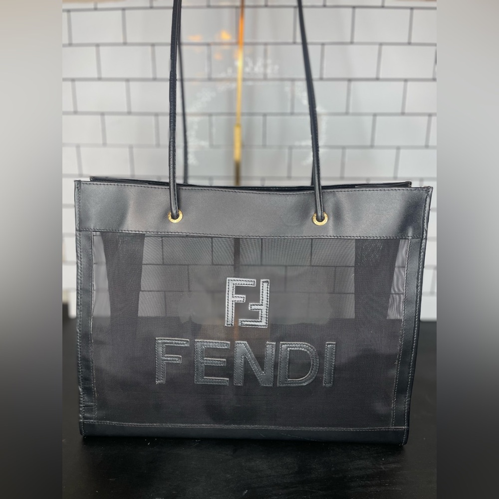 Authentic Vintage Fendi mesh Shopper Tote / Pool Tote